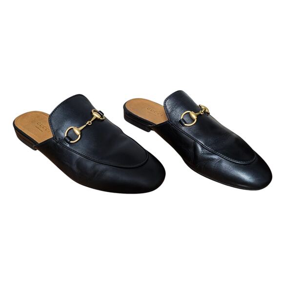 Gucci Princetown Horsebit Mule Flat Size 36 US 6 Black Leather Slipper - Picture 1 of 9